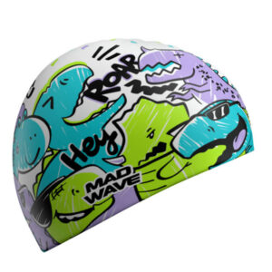 Gorra de Natación de Silicón Mad Wave Junior Estampada Dinos Fun