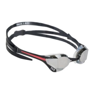 Vista lateral de los lentes de competencia TYR Tracer-X Elite Silver Multi