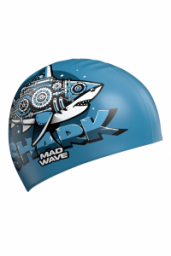 Gorra de Natación de Silicón Mad Wave Junior Estampada Shark Blue