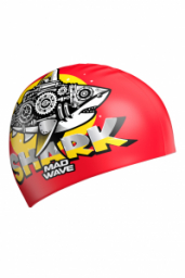 Gorra de Natación de Silicón Mad Wave Junior Estampada Shark Red