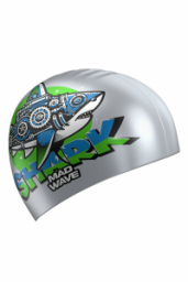 Gorra de Natación de Silicón Mad Wave Junior Estampada Shark Silver